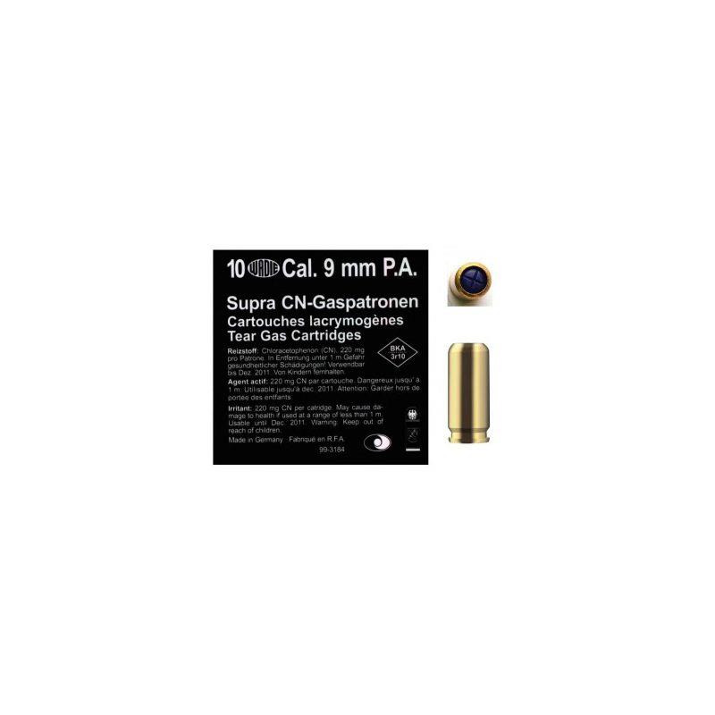 Ammo 9mm PA.K PV Tear Gas 10's